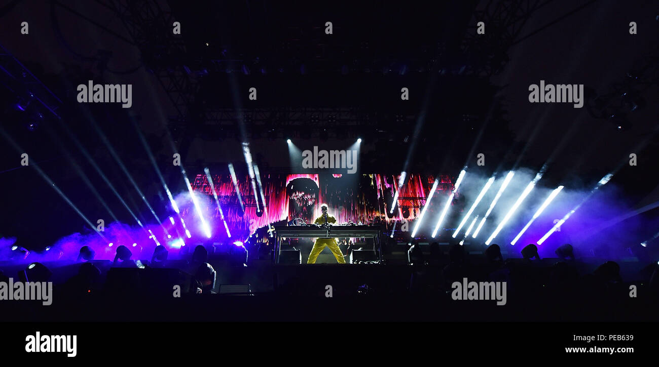 San Francisco, Ca. 12th Aug, 2018. DJ/Producer, DJ Snake performs during the 2018 Outside Lands Music and Arts Festival at Golden Gate Park on August 12, 2018 in San Francisco, California. Credit: Image Space/Media Punch/Alamy Live News Stock Photo