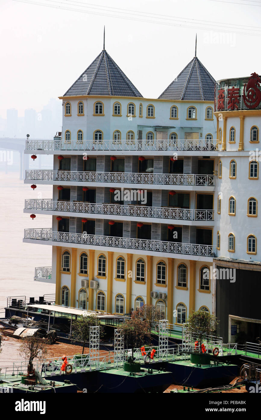 Chongqin, Chongqin, China. 14th Aug, 2018. Chongqing, CHINA-The 7-storey sightseeing boat looks like a luxurious hotel at Yangtze River in southwest China's Chongqing. Credit: SIPA Asia/ZUMA Wire/Alamy Live News Stock Photo