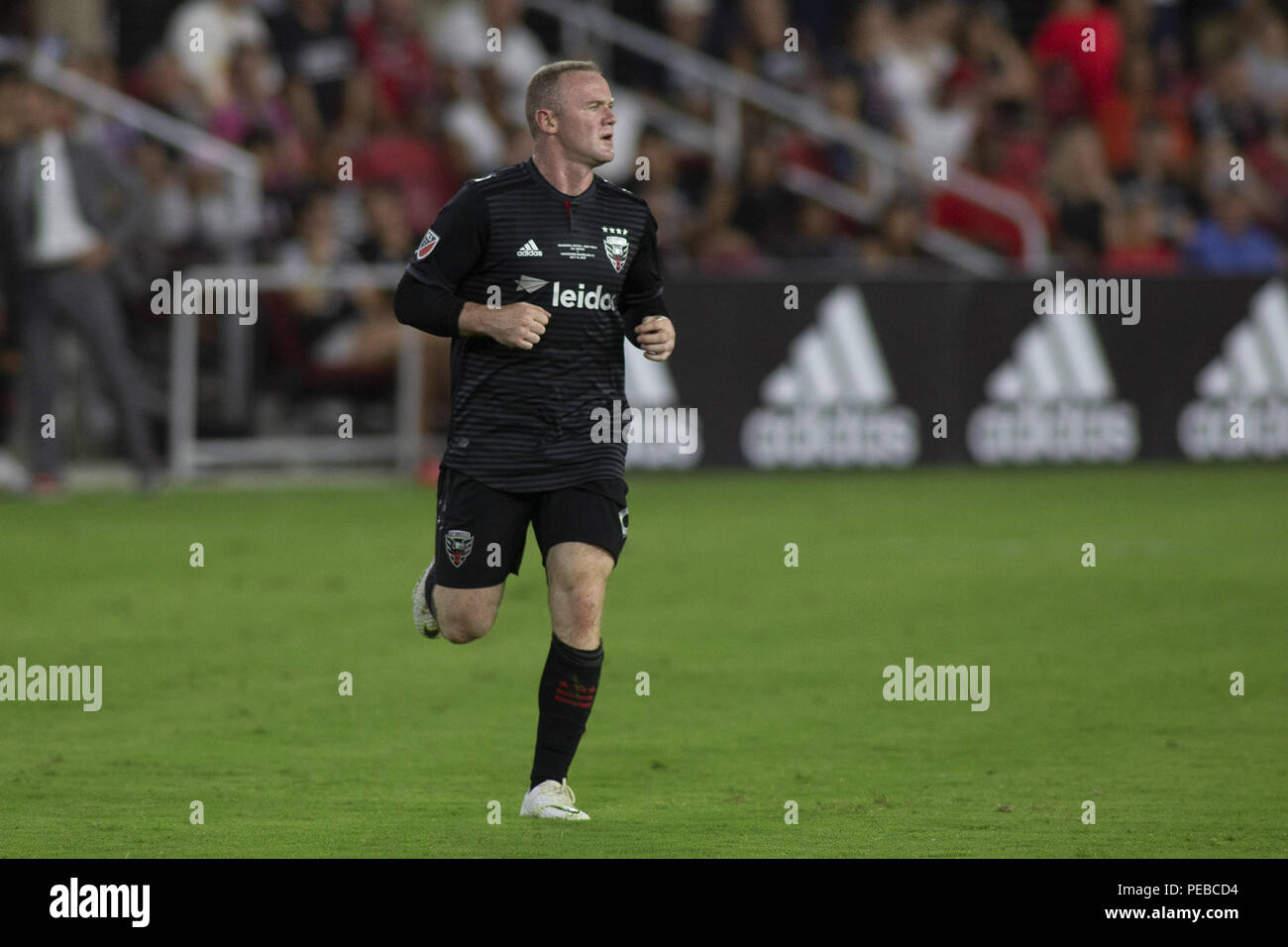 Washington, District of Columbia, USA. 14th July, 2018. D.C. United forward Wayne Rooney (9) runs during the game between D.C. United and Vancouver Whitecaps at Audi Filed in Washington, DC on July 14, 2018. D.C. This is D.C. United's first game at Audi Field. Credit: Alex Edelman/ZUMA Wire/Alamy Live News Stock Photo