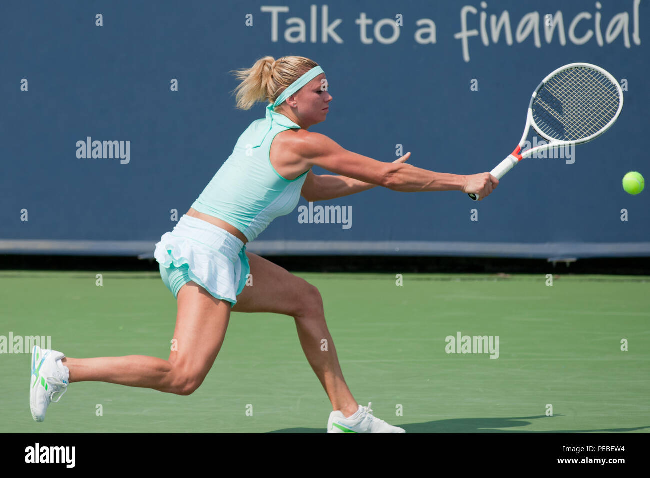 Cincinnati, OH, USA. 14th Aug, 2018. Western and Southern Open Tennis, Cincinnati, OH - August 14, 2018 - Camila Giorgi in action against Anastasija Sevastova in the Western and Southern Tennis tournament held in Cincinnati. - Photo by Wally Nell/ZUMA Press Credit: Wally Nell/ZUMA Wire/Alamy Live News Stock Photo