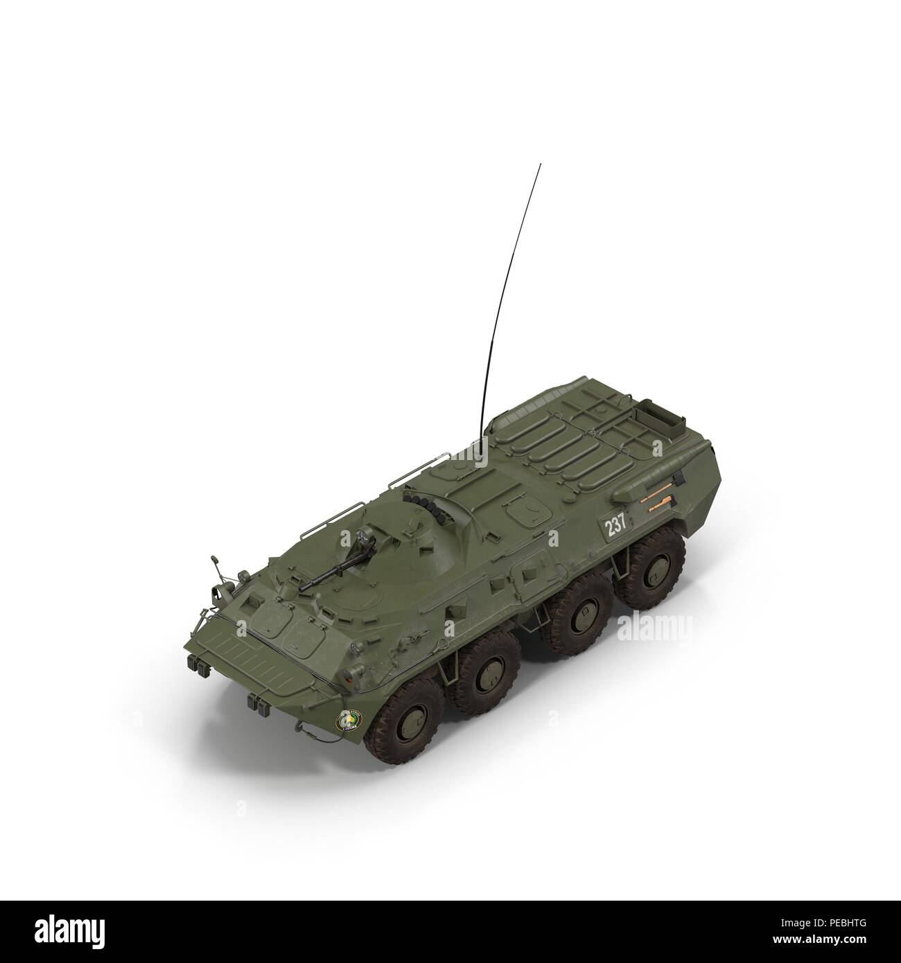 BTR-80 amphibious armoured personnel carrier on white. 3D illustration Stock Photo
