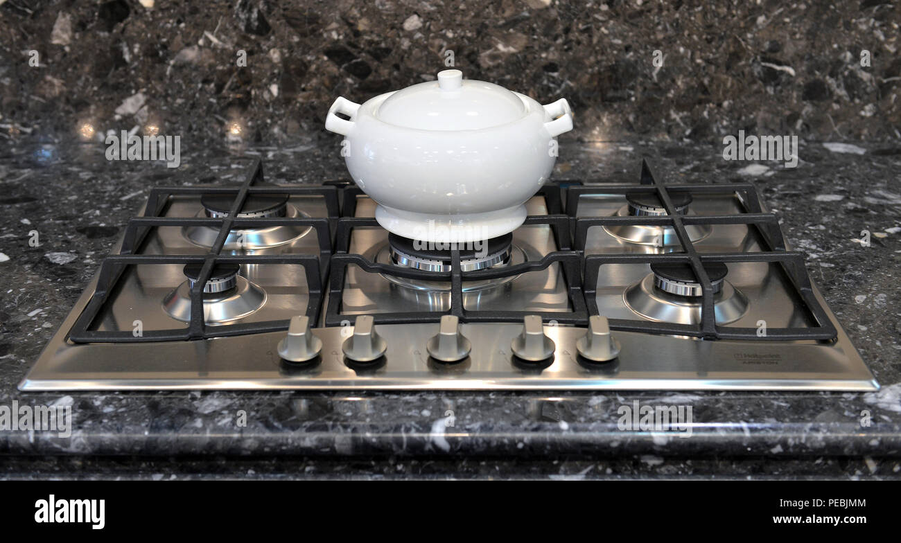 Ceramic Pot On A Gas Stove Stock Photo 215385764 Alamy
