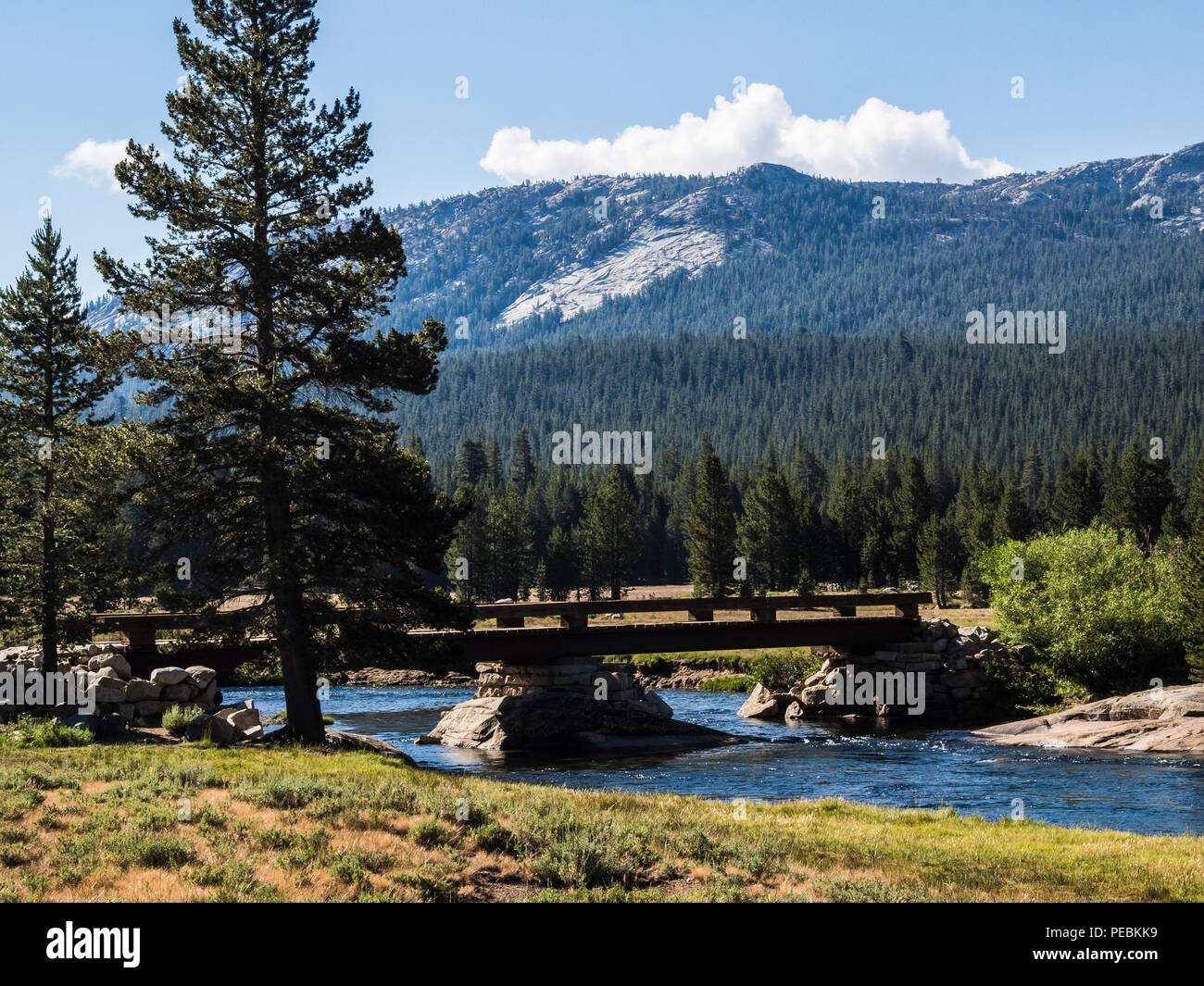 bridge over tuolumne river, yosemite ca Stock Photo Alamy
