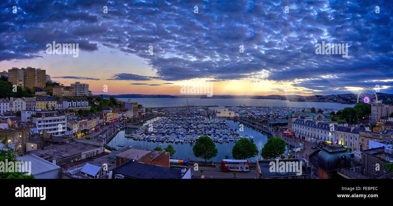 GB - DEVONSHIRE: Panoramic evening view of Torquay harbour and town  (HDR-image) Stock Photo