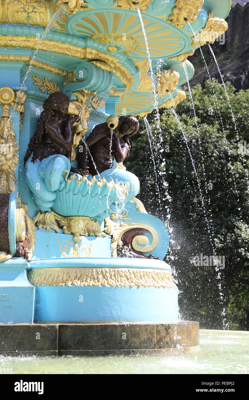 The Ross water fountain in west Princes Street Gardens in Edinburgh, Scotland, UK Stock Photo
