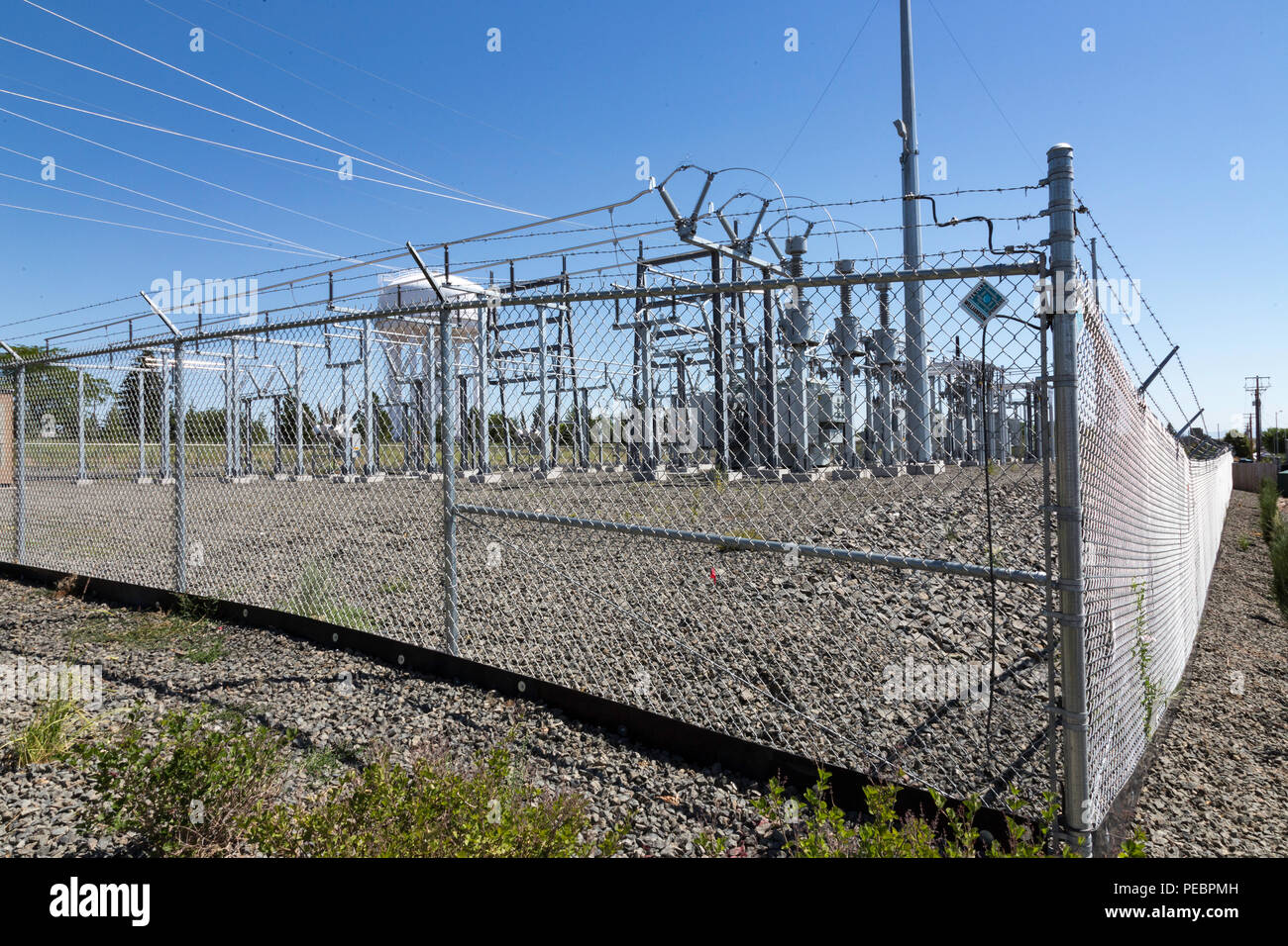 Electrical Substation in Great Falls, Montana, USA Stock Photo