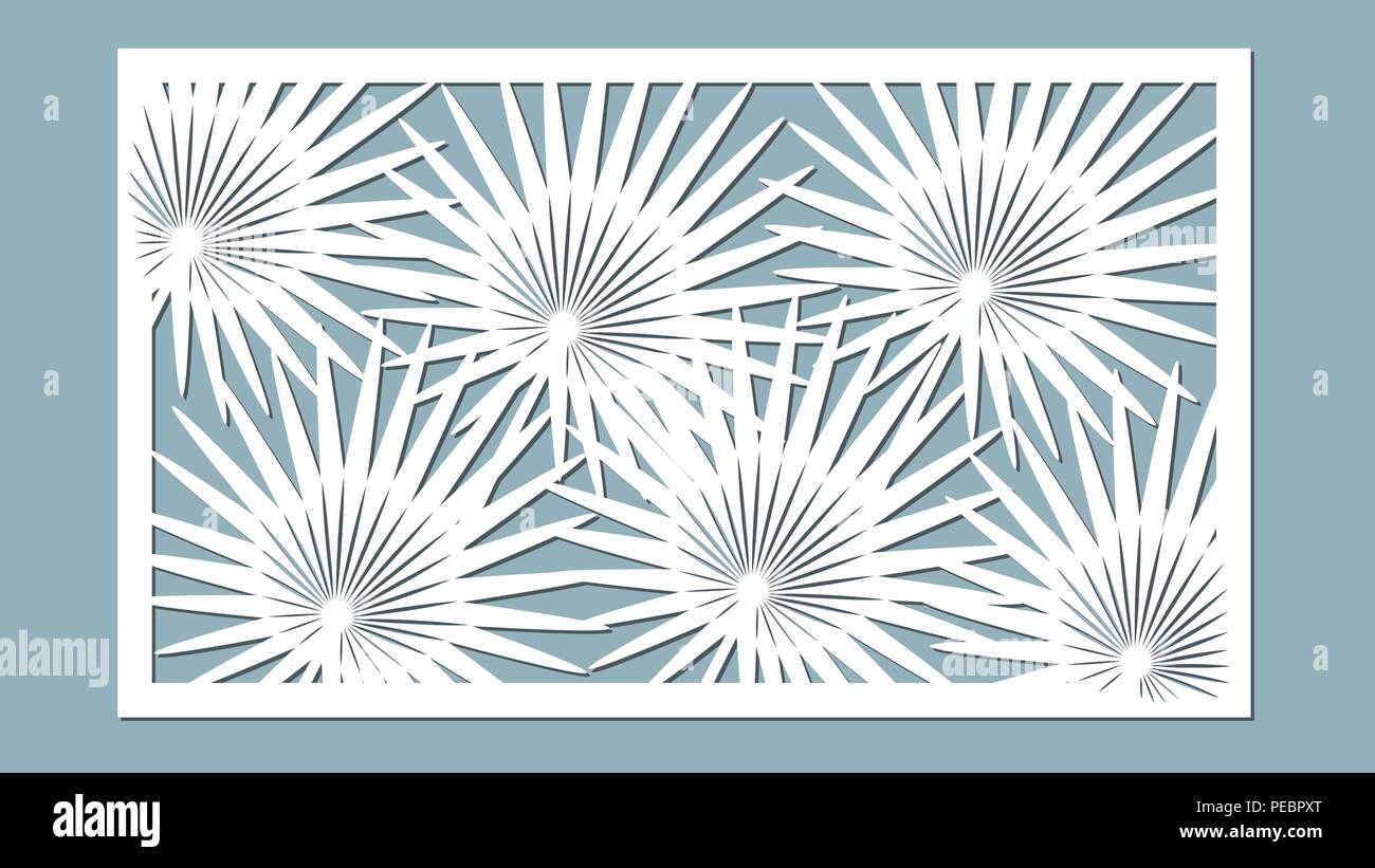 template for cutting. Palm leaves pattern. Laser cut. Vector illustration. Stock Vector