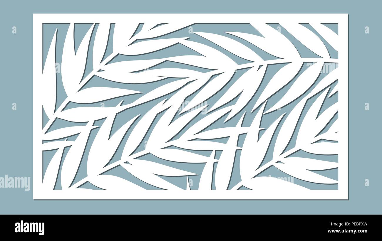 template for cutting. Palm leaves pattern. Laser cut. Vector