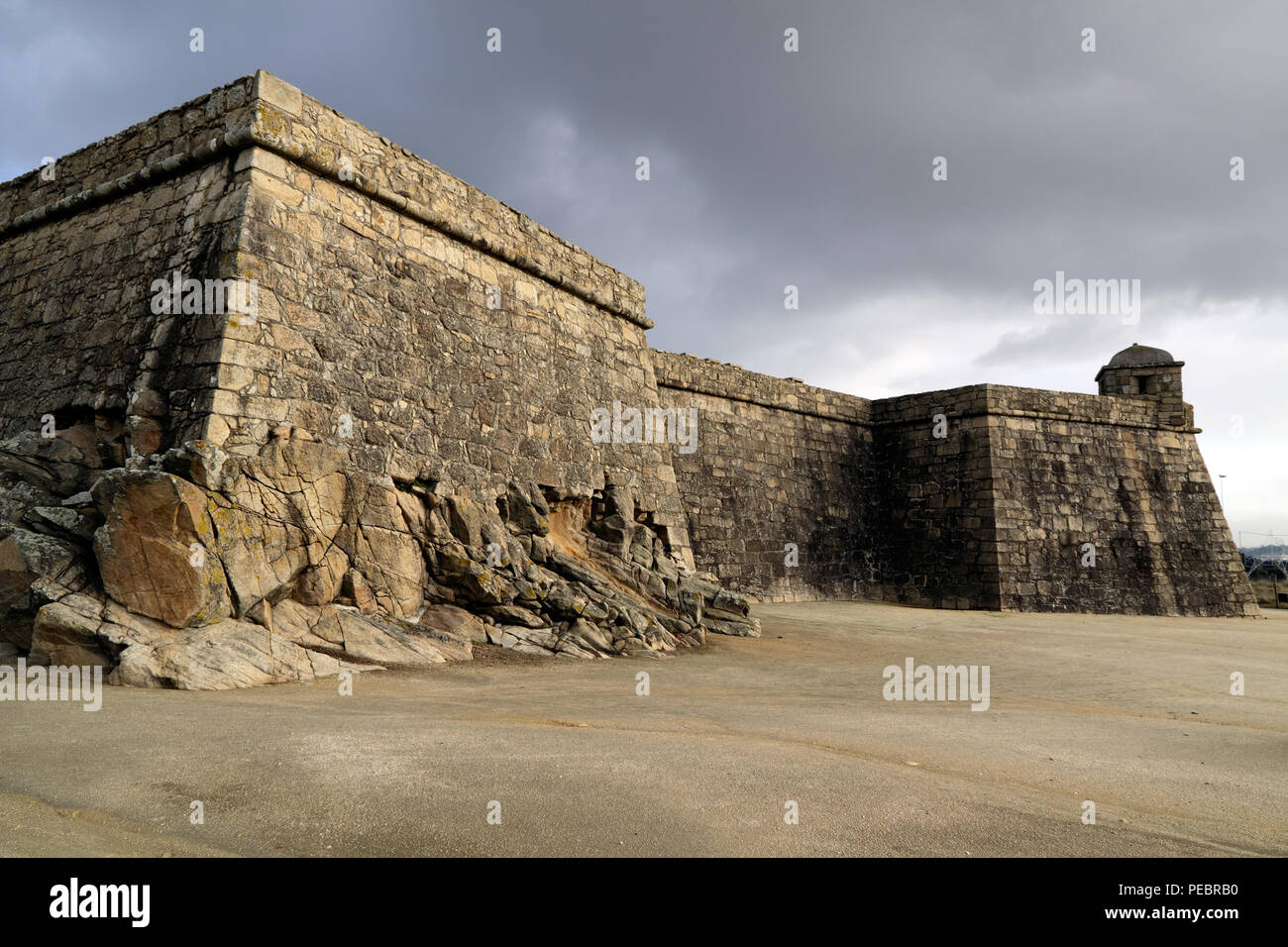 The fort of St. John in Vila do Conde is a military construction of the sixteenth century whose function was to defend the Portuguese coast Stock Photo