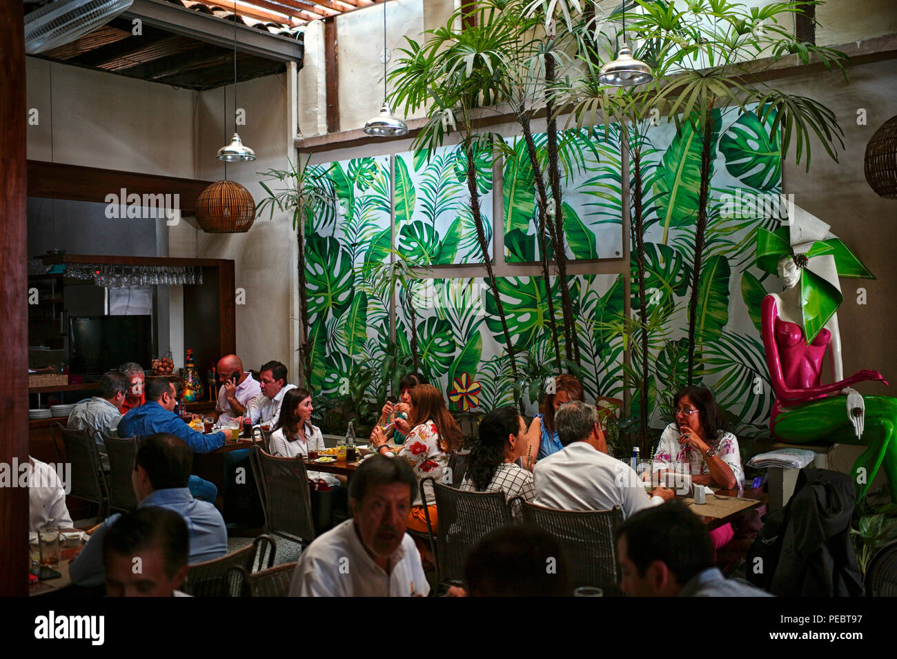 Restaurante Ringlete serves traditional cuisine from the Cauca Valley Stock Photo