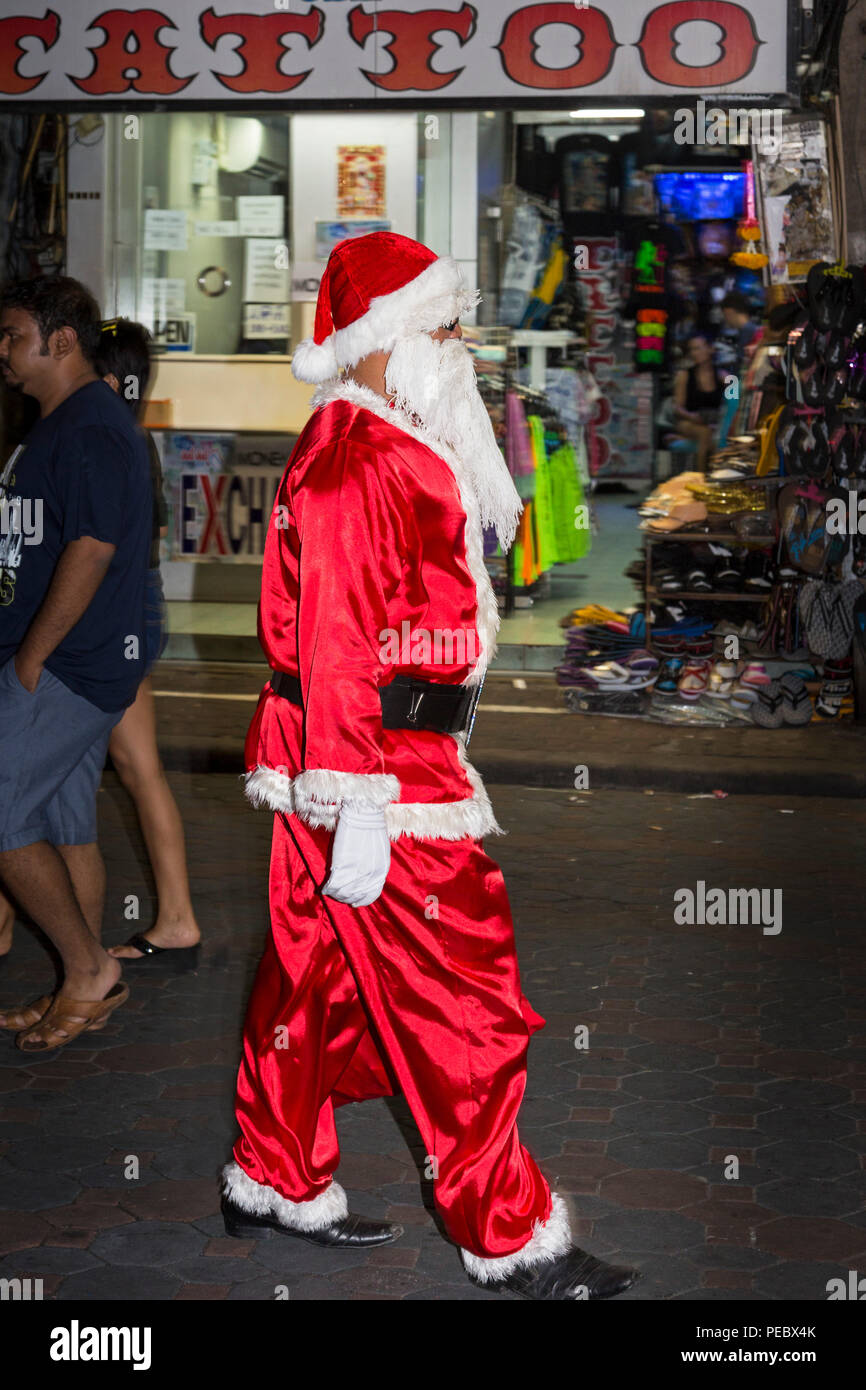 Father Christmas in Walking Street, Pattaya, Thailand Stock Photo