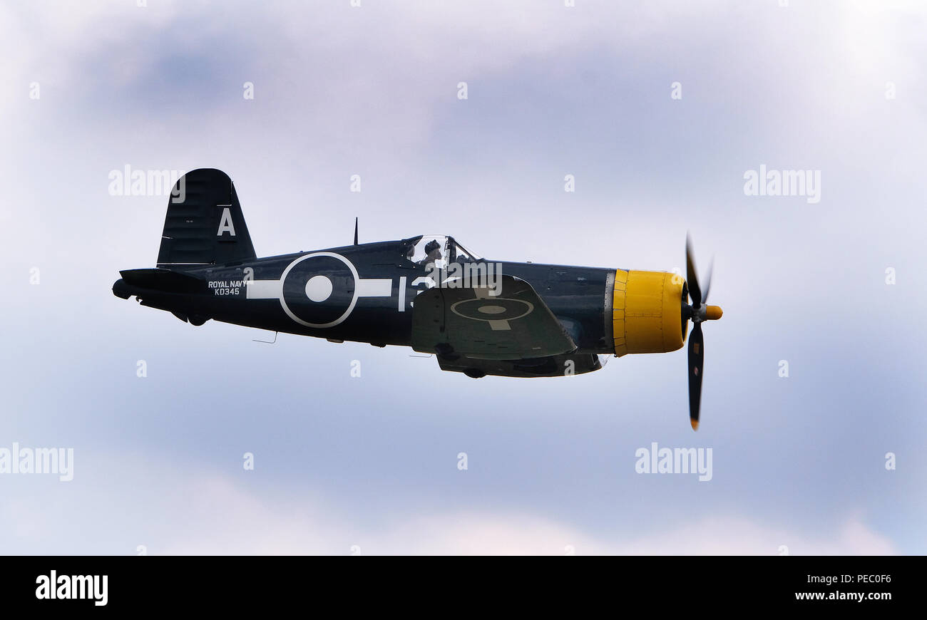 The Vought F4U Corsair is an American fighter aircraft that saw service primarily in World War II and the Korean War. Stock Photo