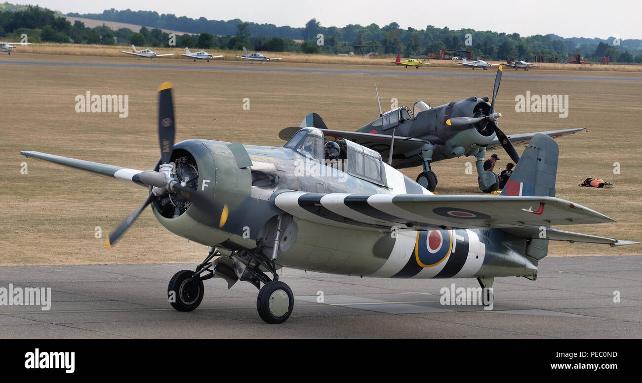 The Grumman F4F Wildcat is an American carrier-based fighter aircraft that began service with both the United States Navy and the British Royal Navy i Stock Photo