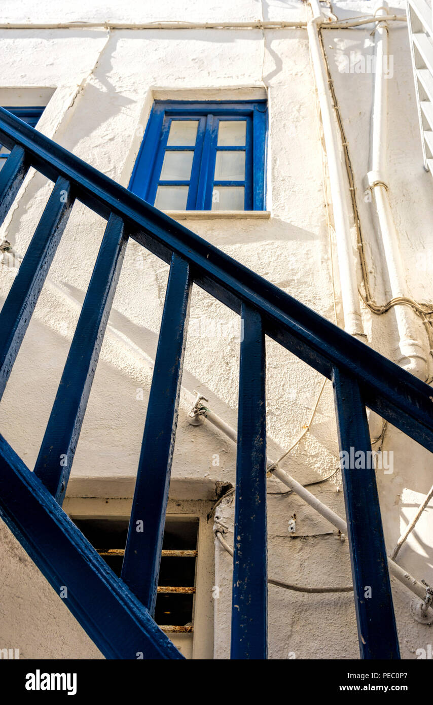 Greece Hand Railing Handrail Mykonos Greece Stock Photo - Alamy