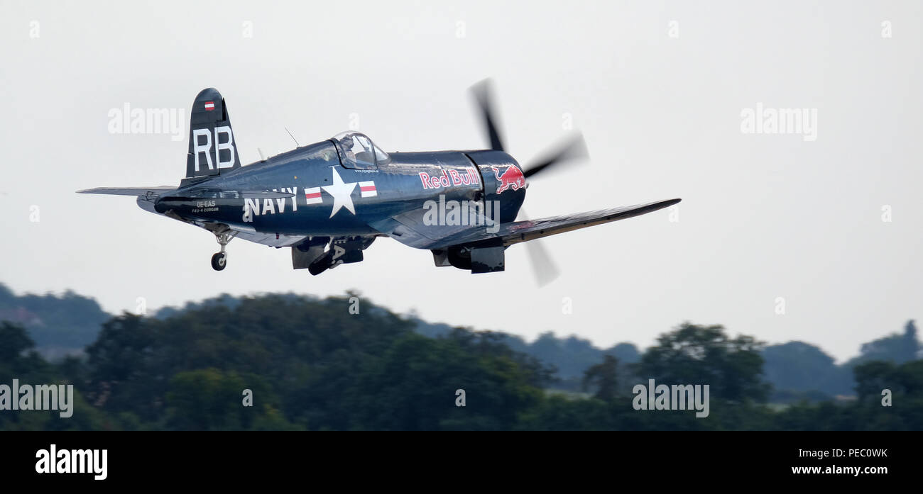 The Vought F4U Corsair is an American fighter aircraft that saw service primarily in World War II and the Korean War. Stock Photo