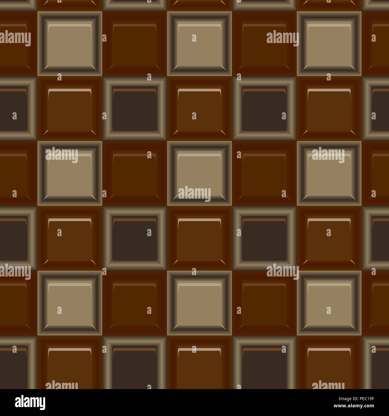 Square colored glass mozaic chocolate tile seamless vector pattern Stock Vector