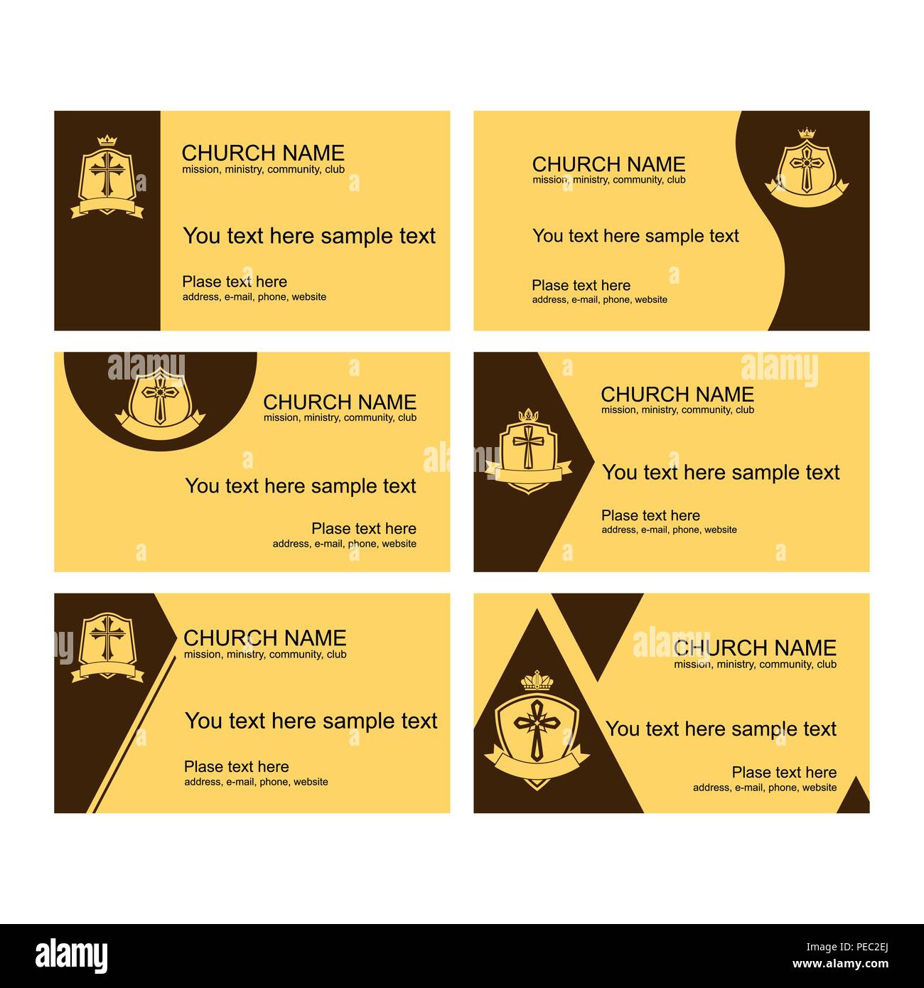 A Set Of Business Cards Of The Church A Ministry Or Mission A Club Or Camp Using A Creative Logo Stock Vector Image Art Alamy