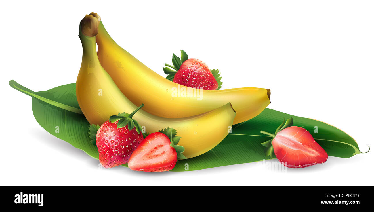Banana and strawberry Stock Photo - Alamy