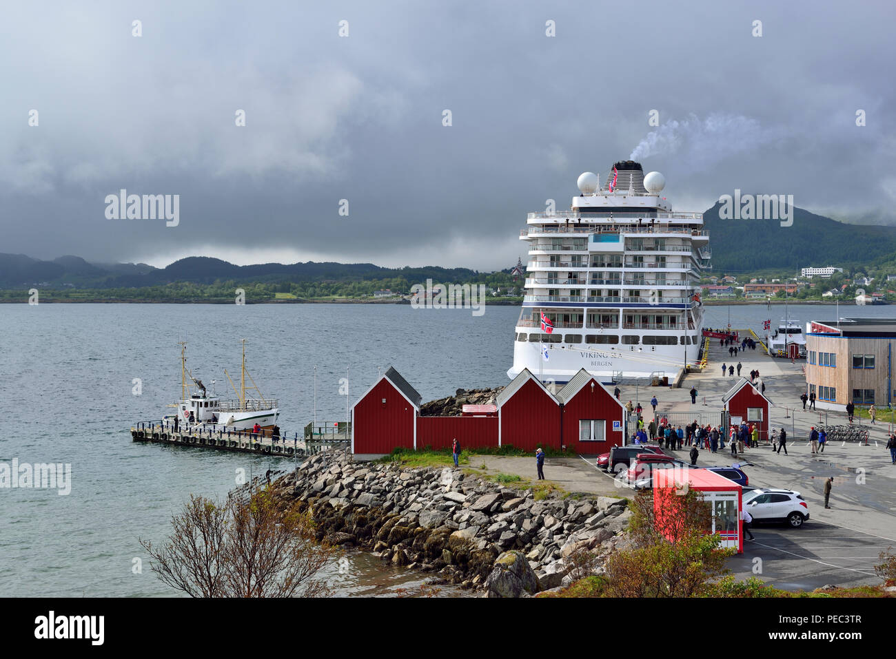 Cruise ship Viking Sea docked at Leknes,  Lofoten Archipelago, Norway 180703 68739 Stock Photo