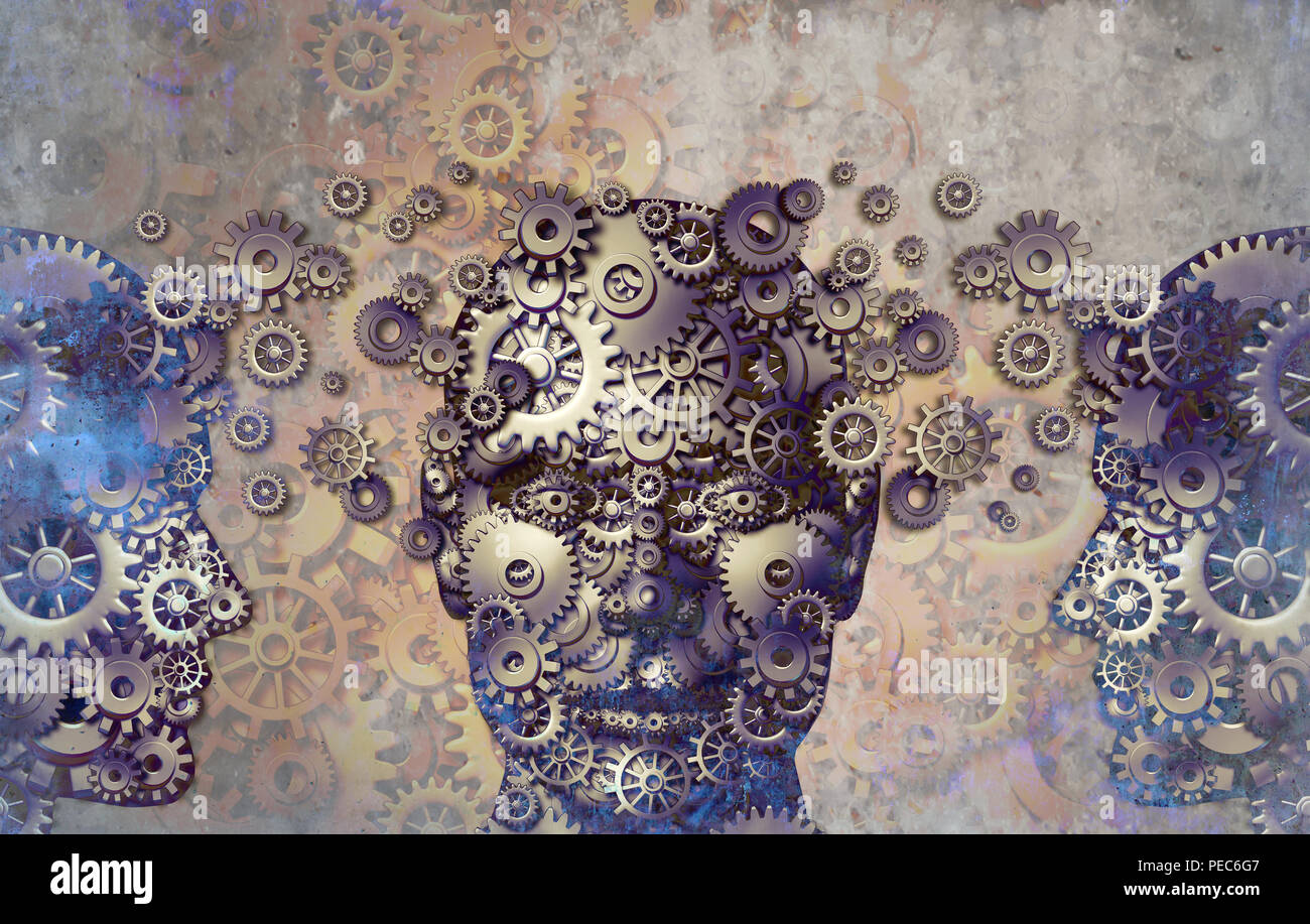 Business education and corporate development and abstract training or learning professional skills in a grunge steampunk texture. Stock Photo