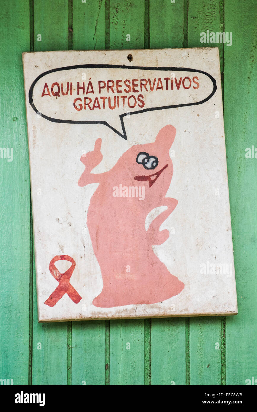 Sign for free preservatives, São Tomé and Príncipe Stock Photo