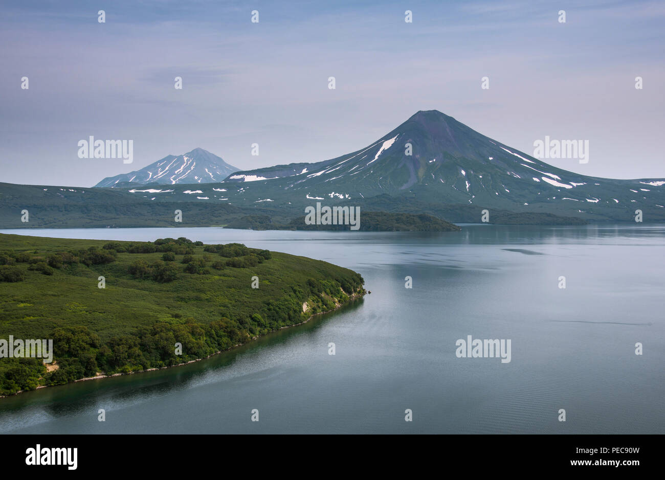 Ilyinsky volcano, Kurile lake, Kamchatka, Russia Stock Photo
