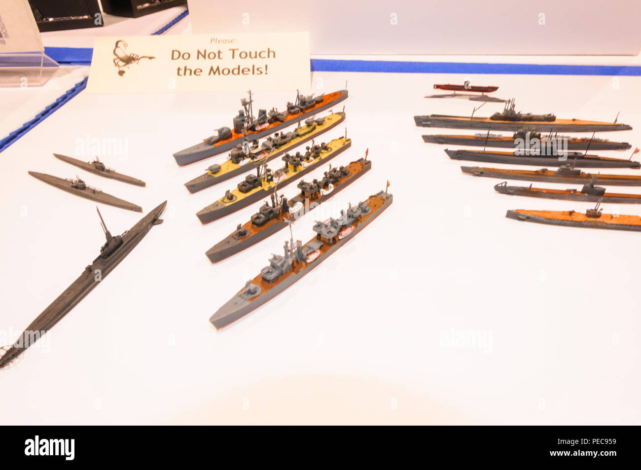 Models of military destroyers are on display at International Modeling convention in Phoenix, Arizona Stock Photo