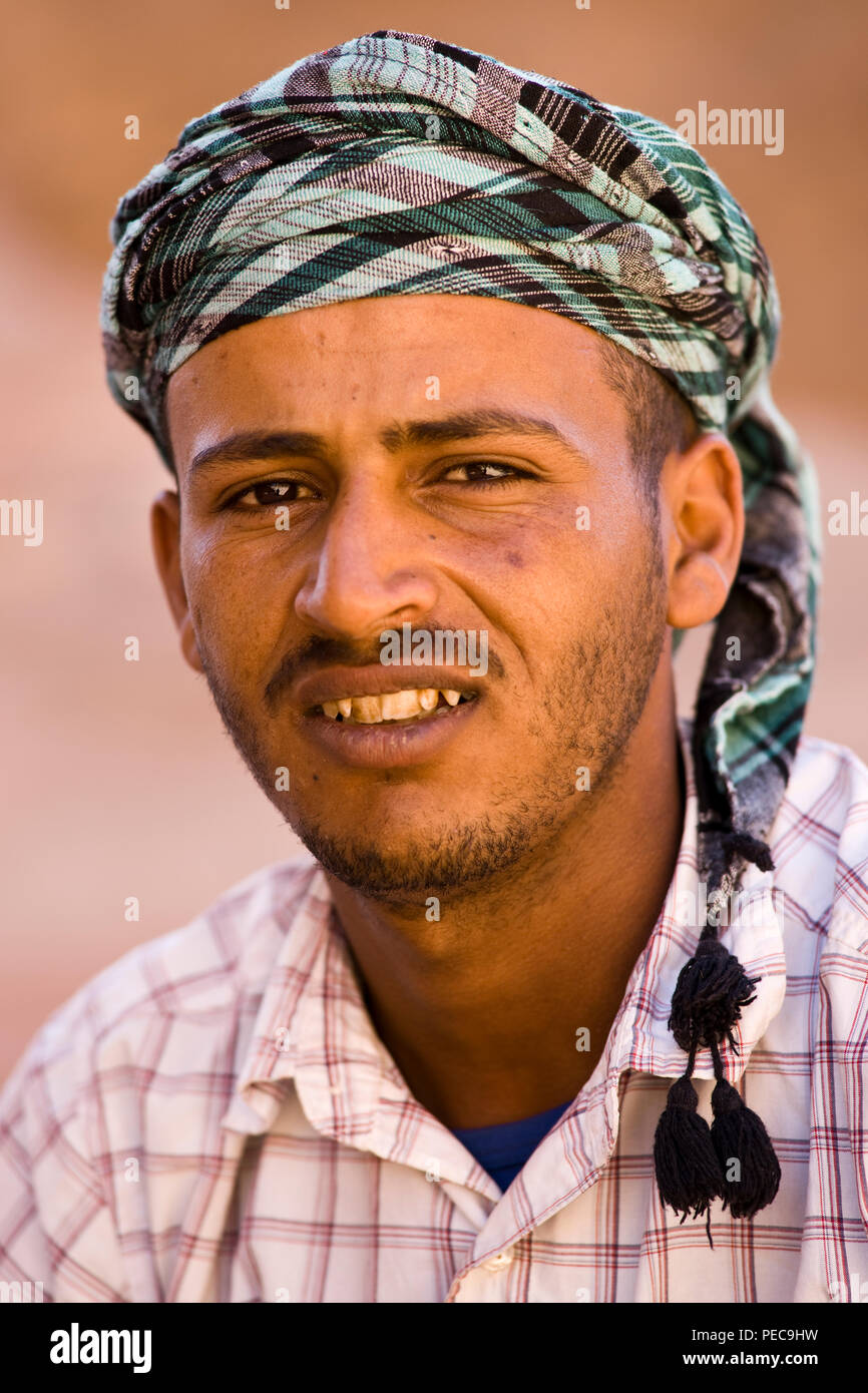 Bedouin, portrait, Wadi Rum desert, Jordan Stock Photo Alamy
