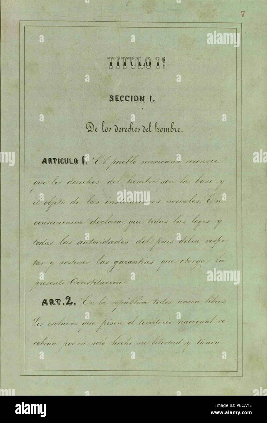 Resultado de imagen para imagenes de la constitucion de 1857 articulos 1 y 2