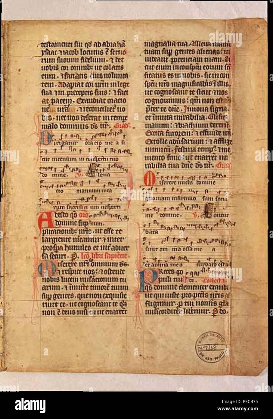 Artista italiano, século XV - página de psaltério (pergaminho) 01. Stock Photo