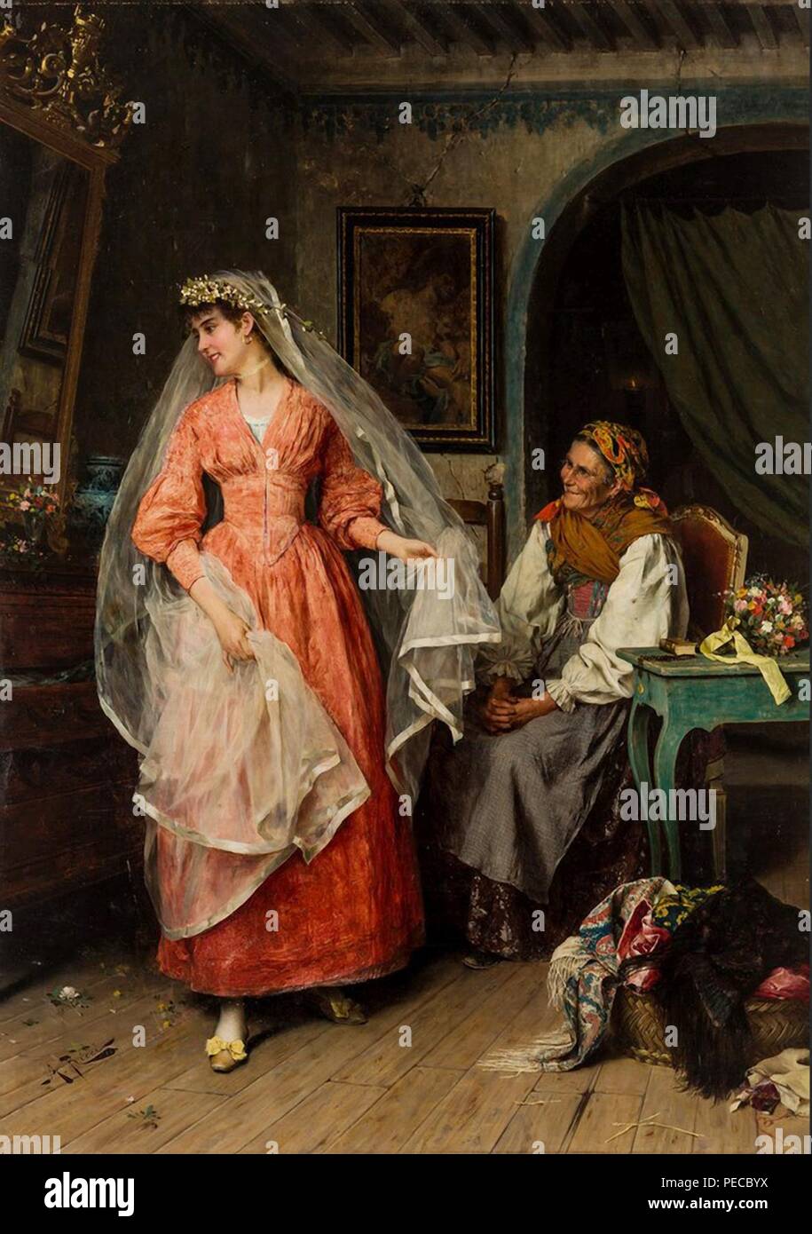 The Game of Chess Nineteenth Century Genre Painting by Arturo 