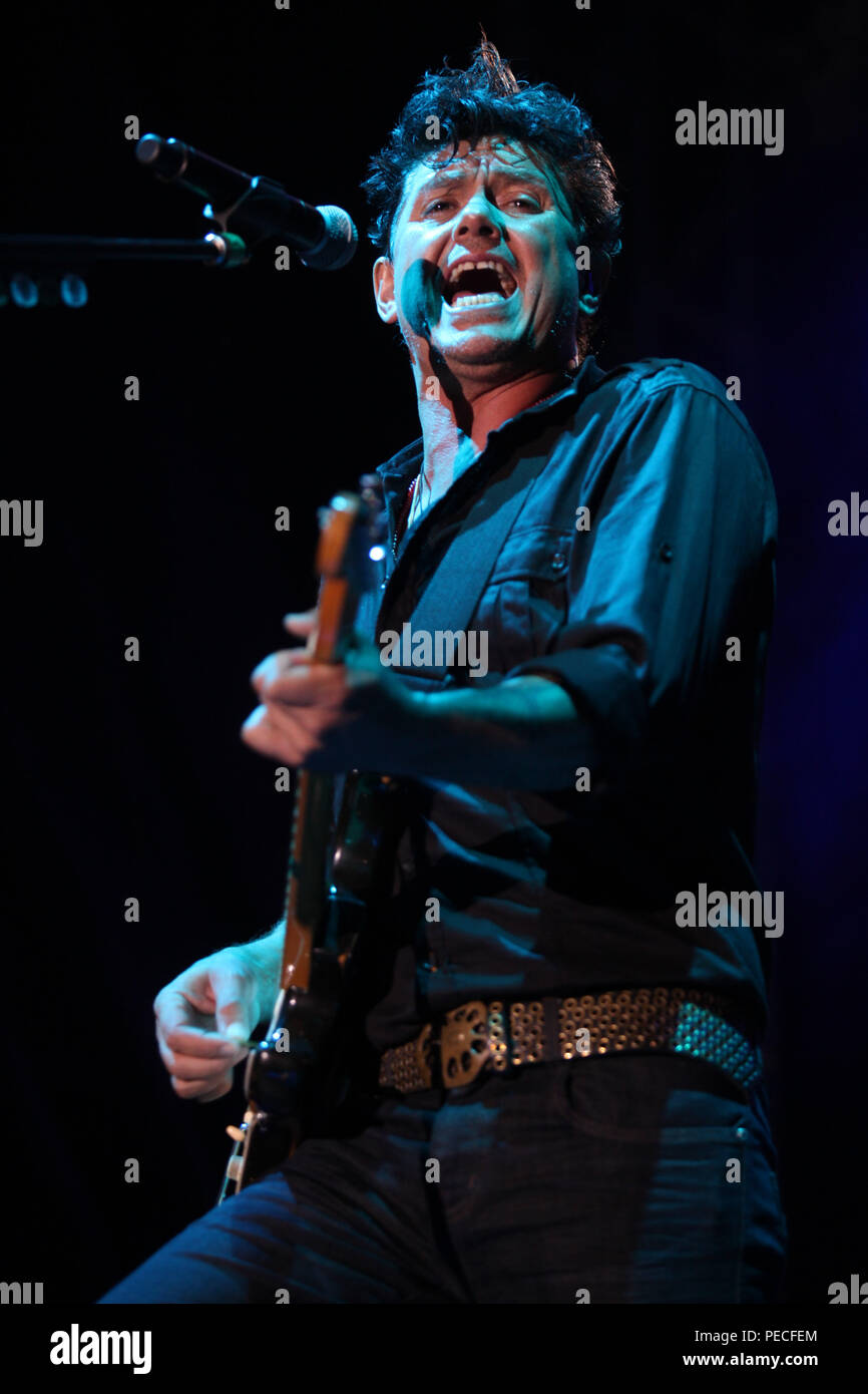 The Mexican rock band Caifanes, composed Hernadez Saul, Alfonso André and Sabo Romo returns to the stage. Image During her concert at the esplanade of Stock Photo