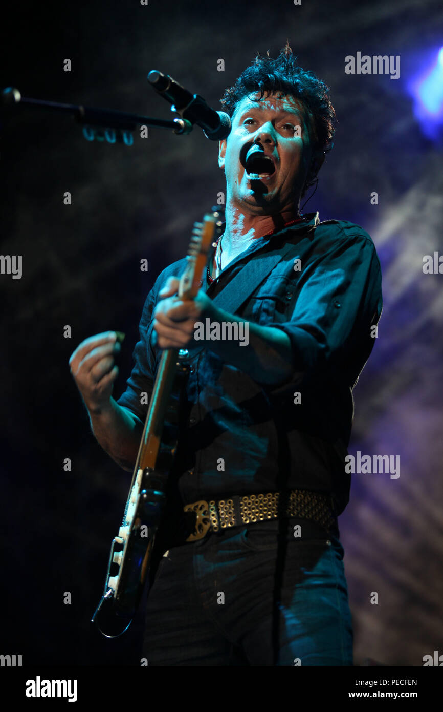 The Mexican rock band Caifanes, composed Hernadez Saul, Alfonso André and Sabo Romo returns to the stage. Image During her concert at the esplanade of Stock Photo
