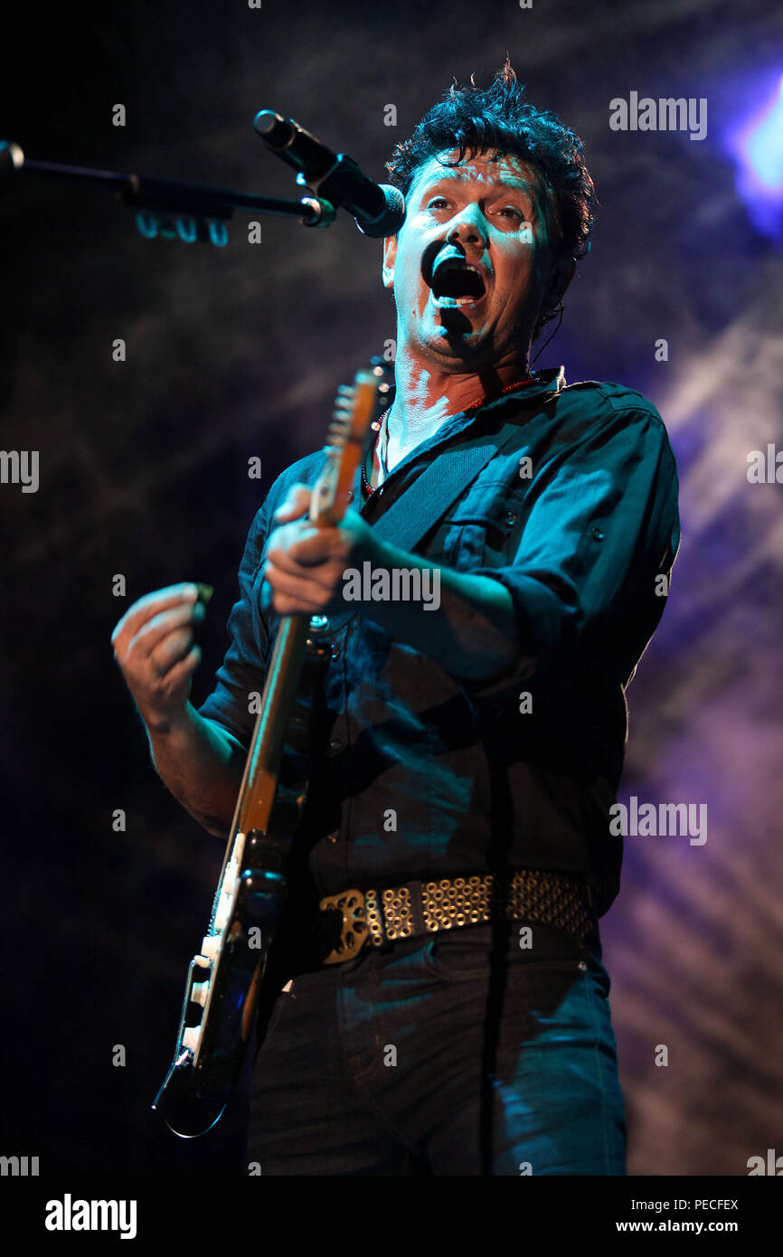 The Mexican rock band Caifanes, with Saul Hernadez and Sabo Romo on the night of their concert in Hermosillo Sonora. Rock in Spanish. Stock Photo