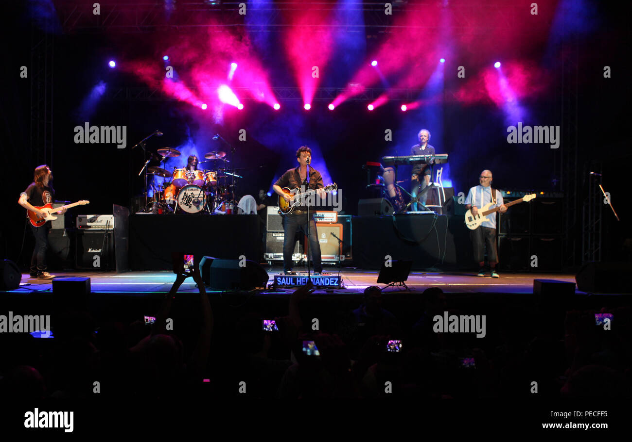 The Mexican rock band Caifanes, composed Hernadez Saul, Alfonso André and Sabo Romo returns to the stage. Image During her concert at the esplanade of Stock Photo