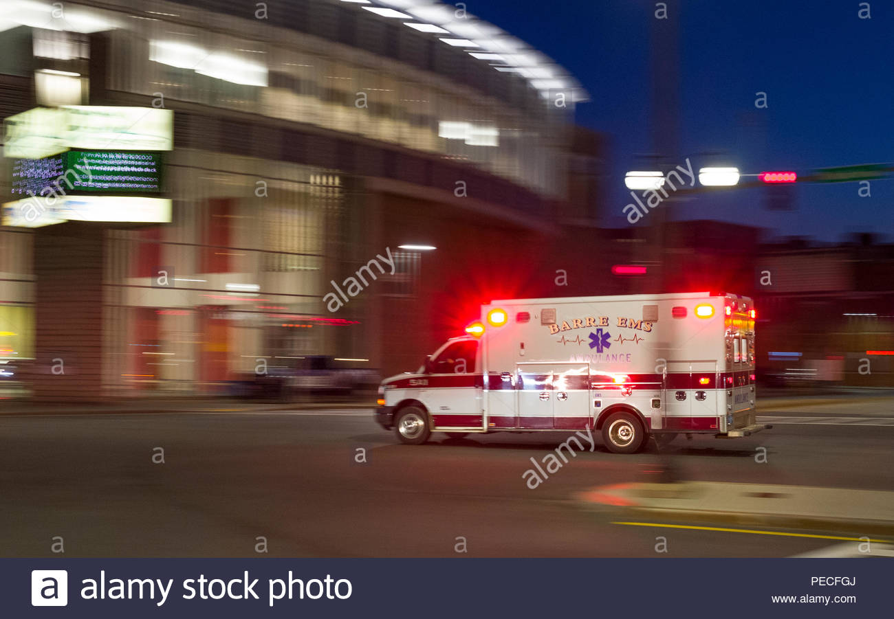 Ambulance Lights At Night High Resolution Stock Photography and Images