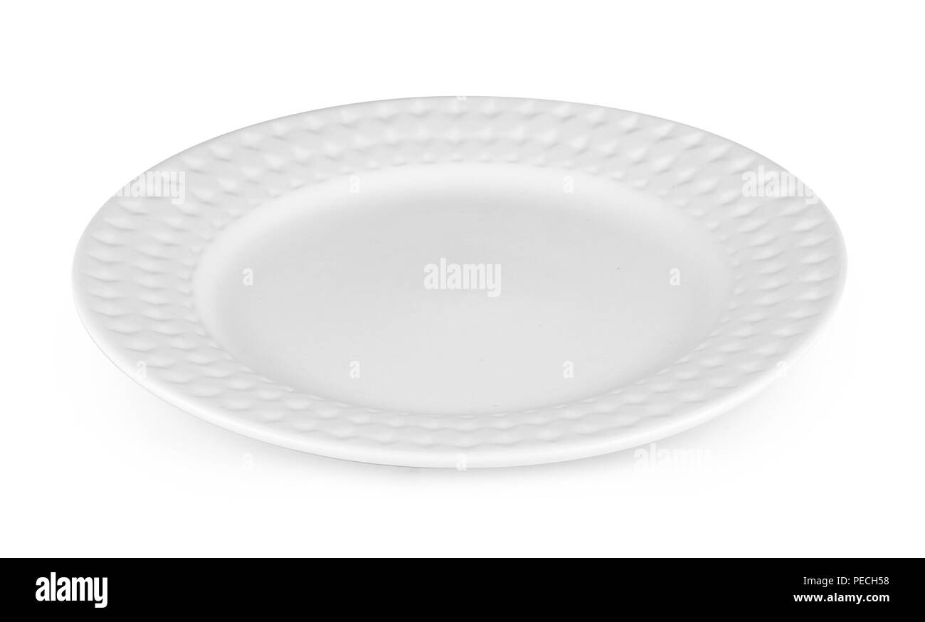 White ceramic plate isolated on background Stock Photo