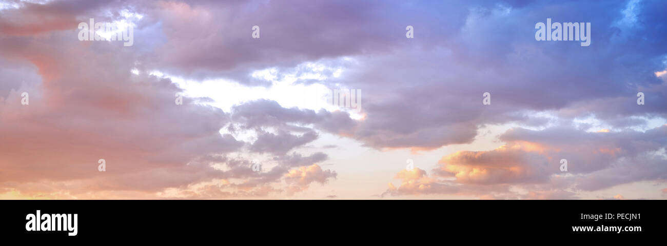 Colorful sky with clouds background. Panorama view. Stock Photo