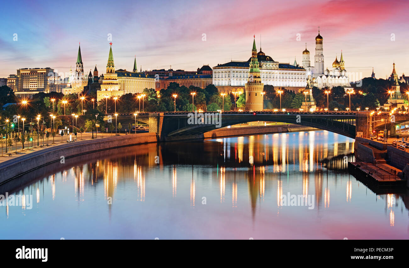 Moscow Kremlin and river in morning, Russia Stock Photo