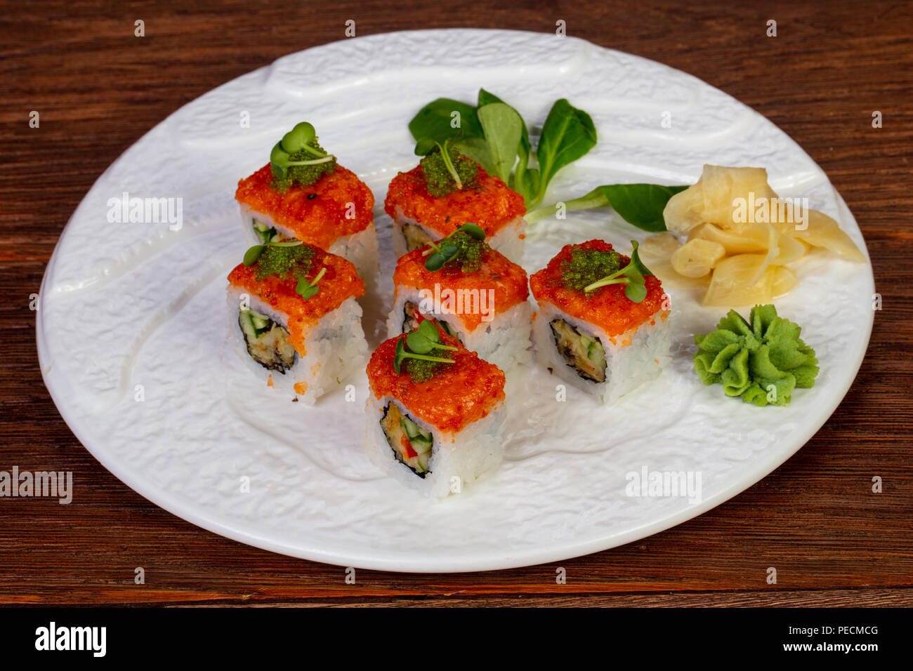 Japanese fresh salmon tartar roll Stock Photo Alamy
