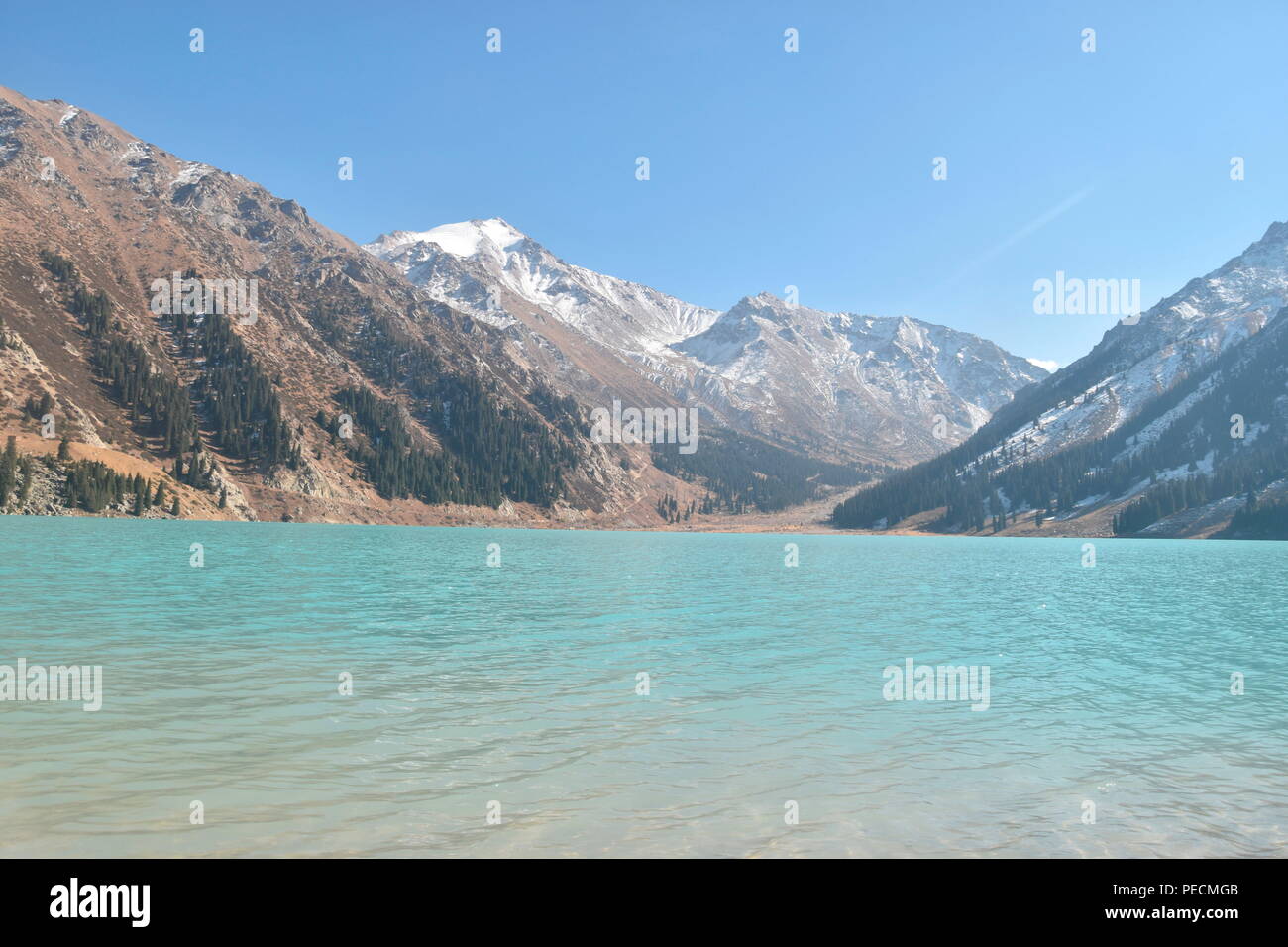 big-almaty-lake-trans-ili-alatau-montains-almaty-kazakhstan-stock