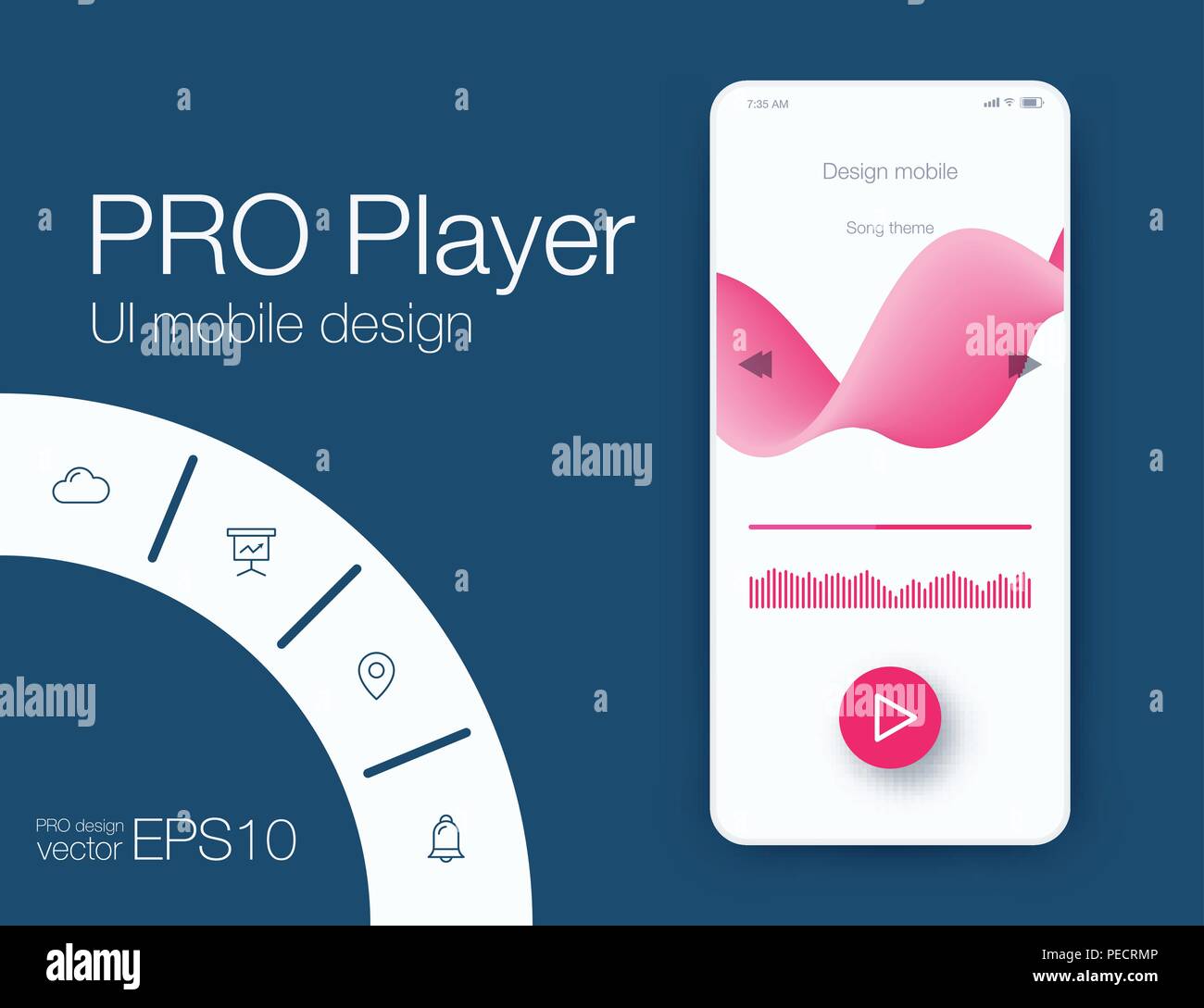 UX audio player templates. Stock vector eps10 Stock Vector