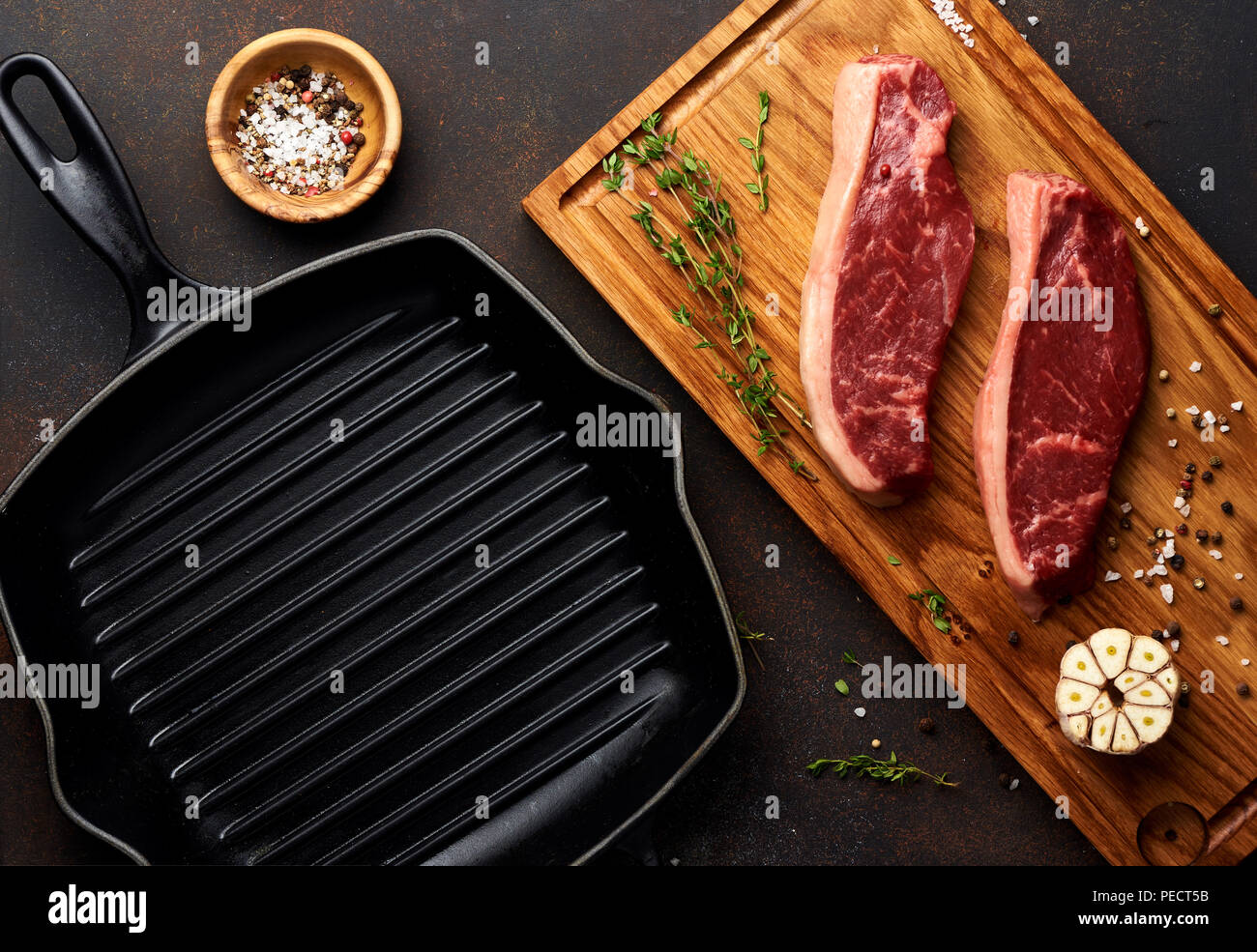 Raw fresh meat Picanha steak, traditional Brazilian cut with thyme ...