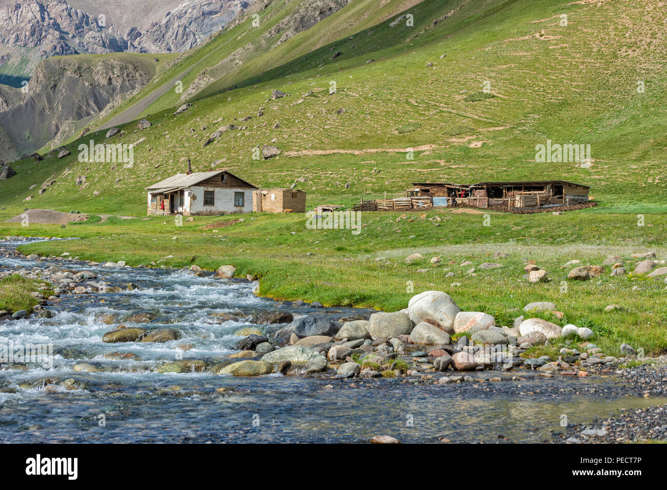 Small Settlement Along A Mountain River Sary Jaz Valley Issyk Kul small-settlement-along-a-mountain-river-sary-jaz-valley-issyk-kul