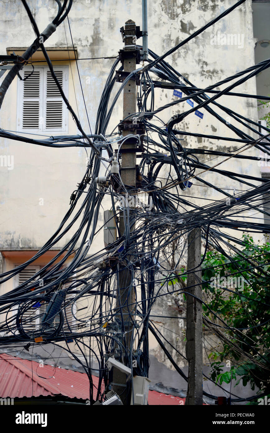 Stromleitungen, Altstadt, Hanoi, Vietnam Stock Photo