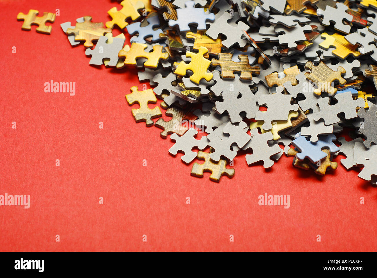 puzzle over a red background Stock Photo