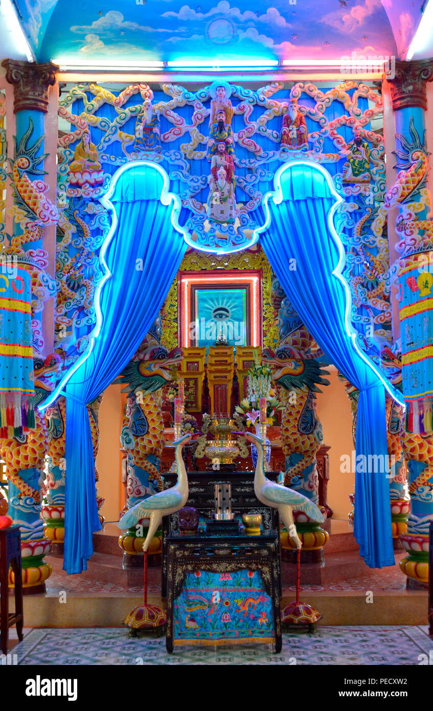 Tempel, Cao Dai, Sa Dec, Mekongdelta, Vietnam Stock Photo