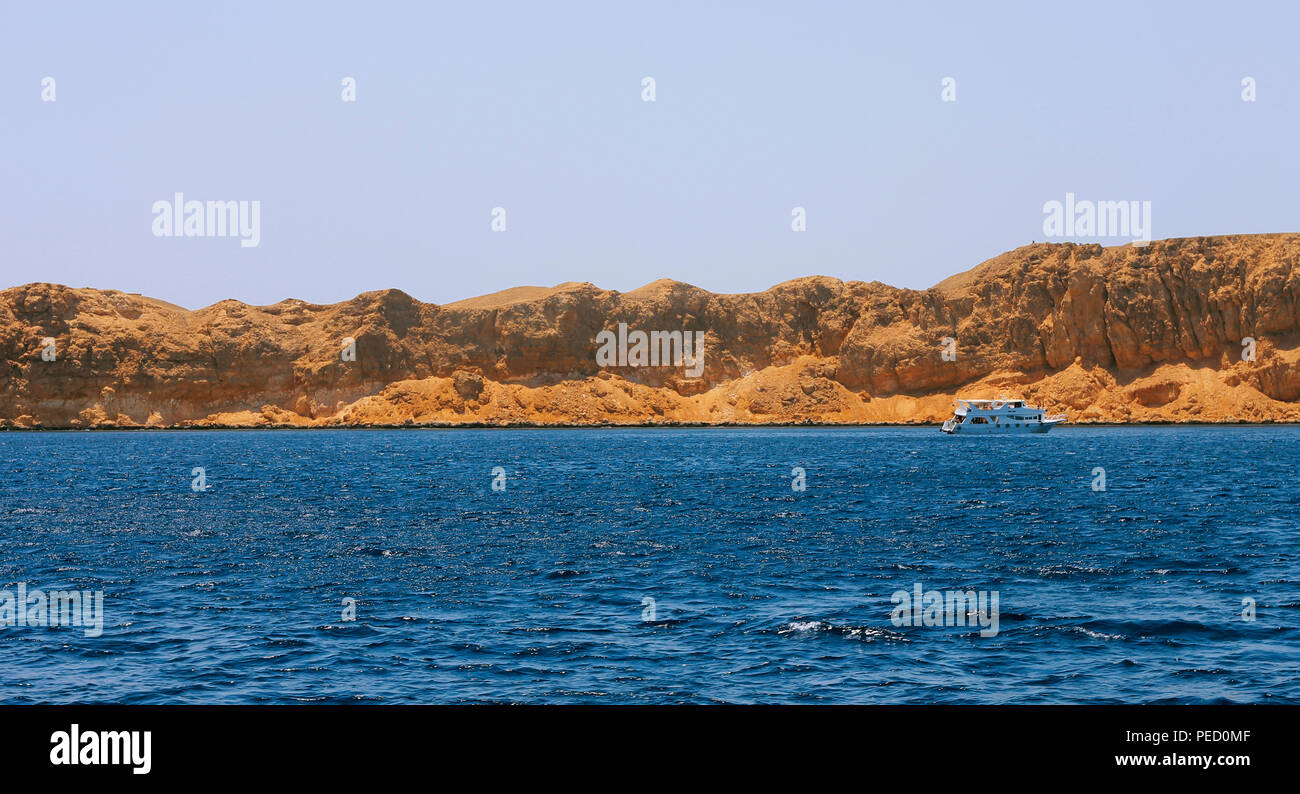 White Ship Moving By The Red Sea Stock Photo - Alamy