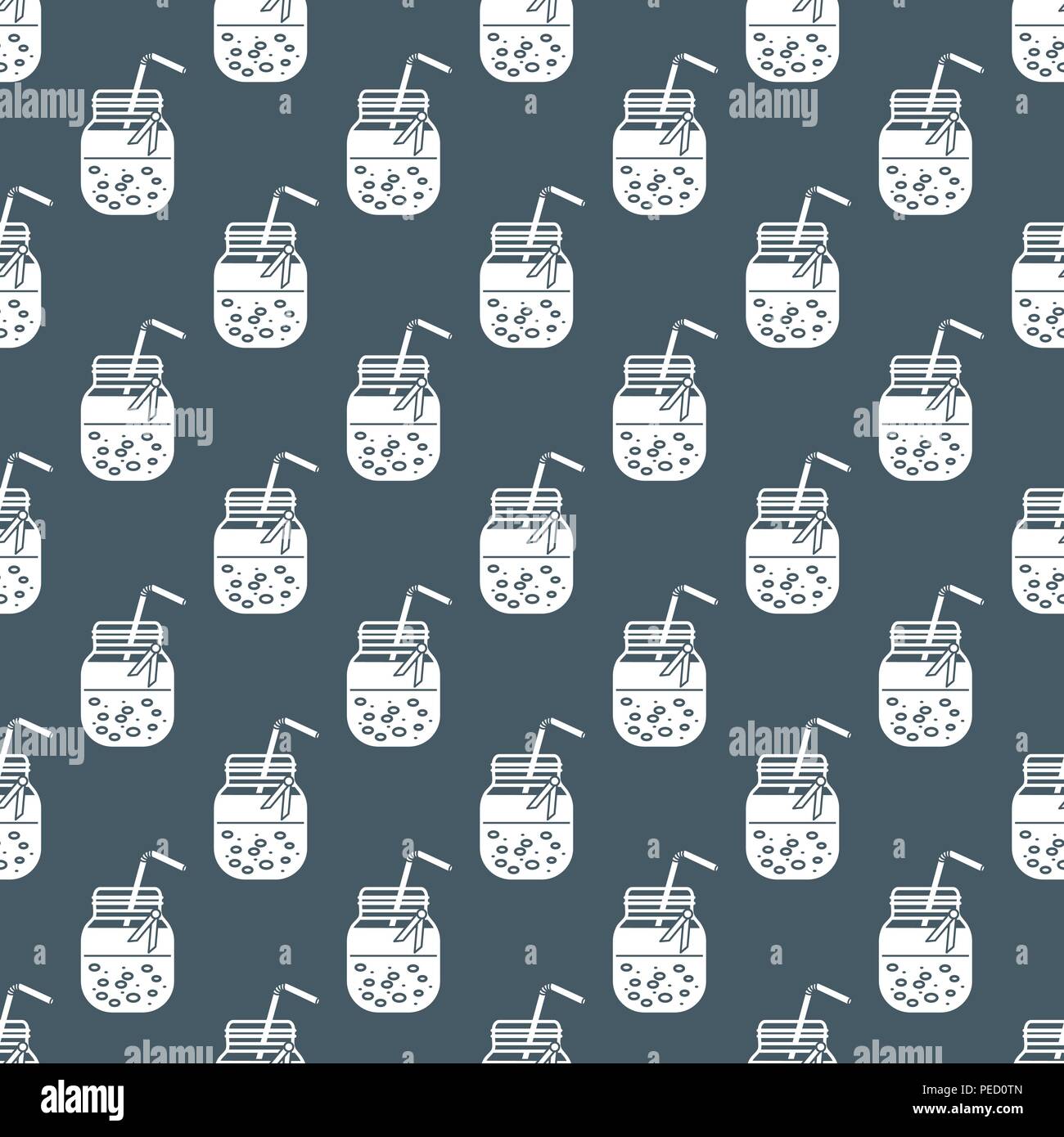 Seamless pattern with smoothie in jars and tubes. Healthy eating habits ...