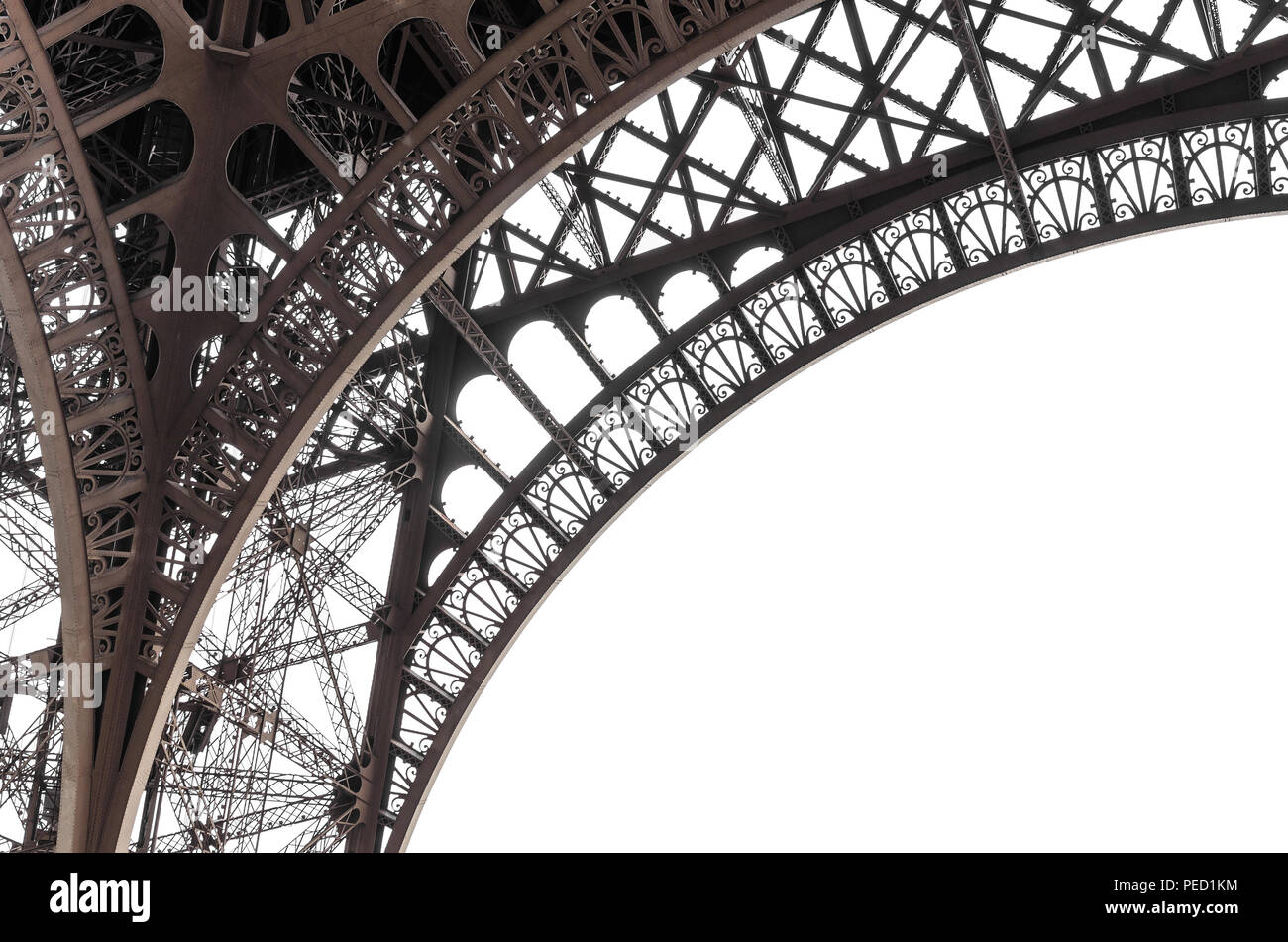 Elements of the Eiffel tower on a white background. Stock Photo